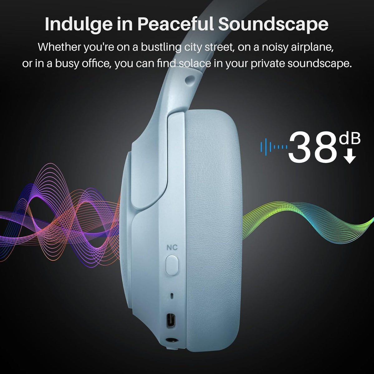 TOZO HT2 cushioned ear cup close-up highlighting comfort for long listening sessions