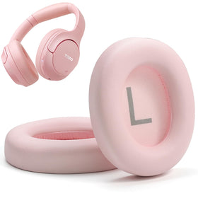 TOZO HT2 front view of pink replacement earpads showing fit and renewed comfort