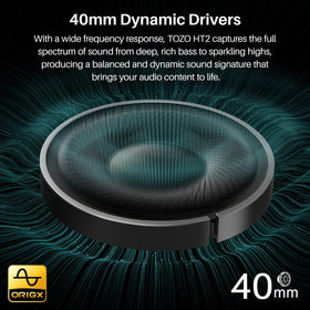 TOZO HT2 worn on head demonstrating secure fit and noise reduction benefit