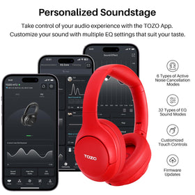 TOZO HT2 in use on airplane demonstrating ANC benefit for quieter travel listening