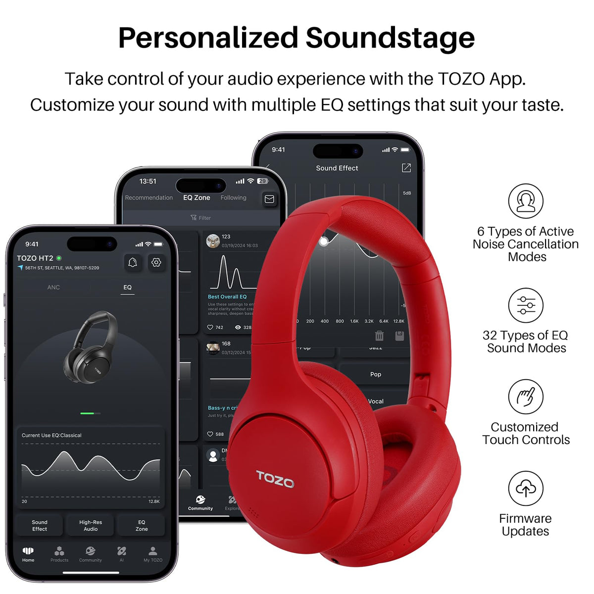 TOZO HT2 worn on head demonstrating comfortable fit during use