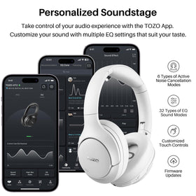 TOZO HT2 with 3.5mm cable illustrating wired mode for uninterrupted listening