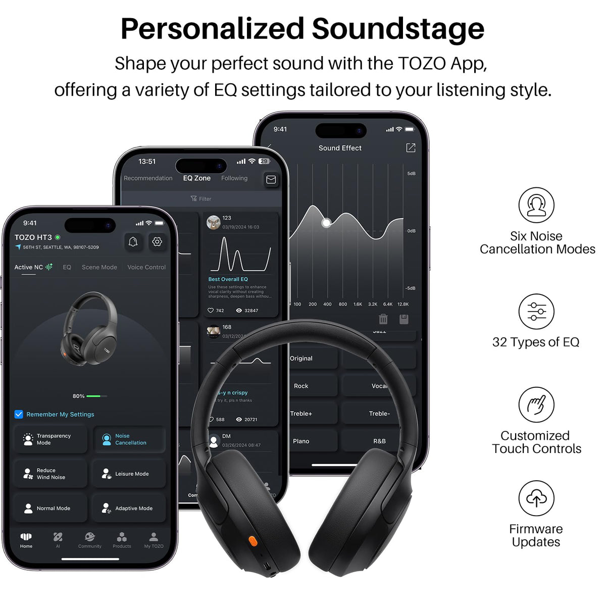TOZO HT3 with carry case and cables showing travel-ready kit