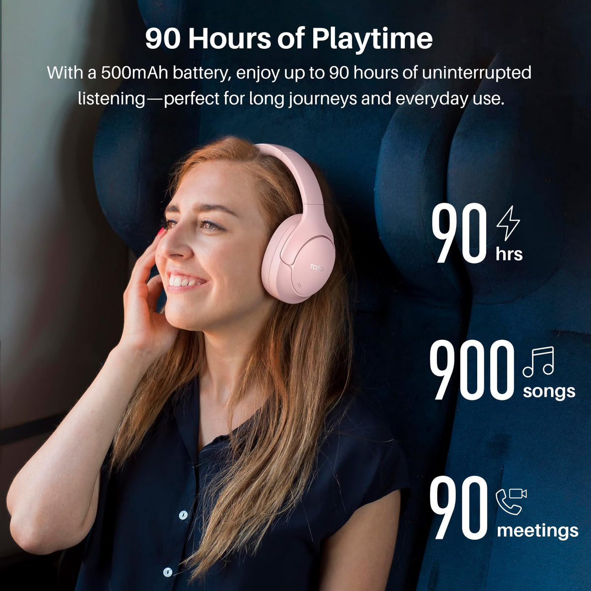 TOZO HT3 up to 90-hour battery life with quick 10-minute recharge.