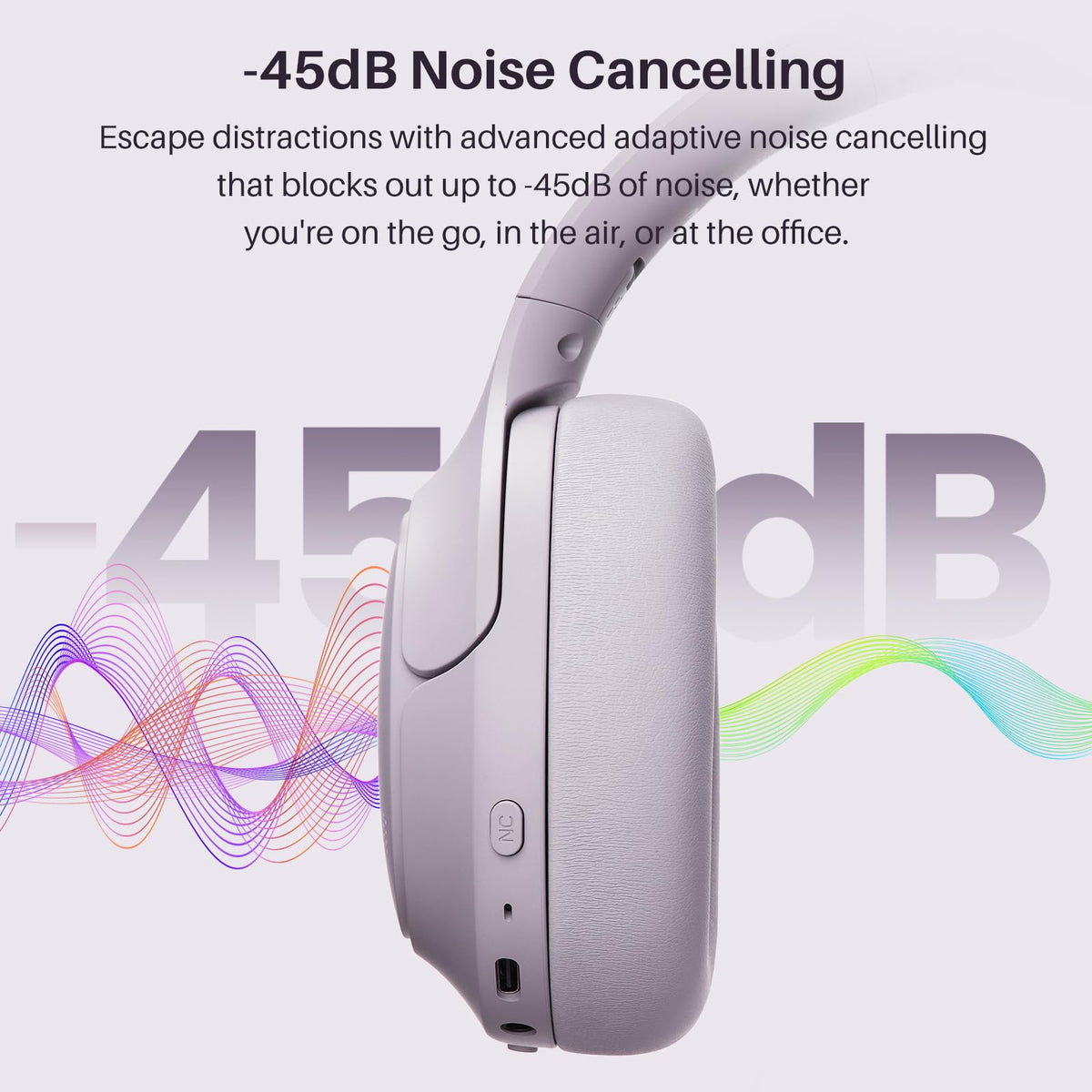 TOZO HT3 earpad close-up showing breathable cushion for long-wear comfort