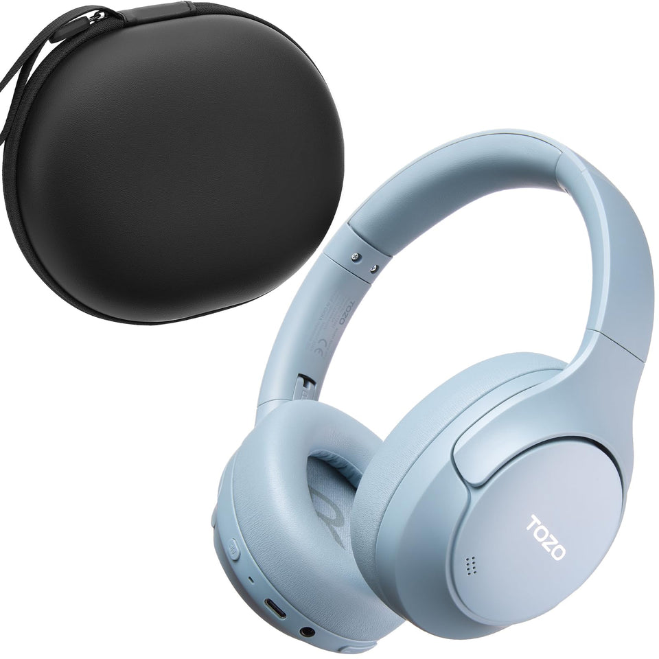 TOZO HT3 foldable headphones with case for easy travel storage and portability.