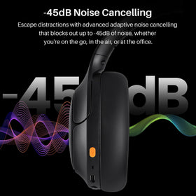 Person wearing TOZO HT3 on airplane illustrating noise reduction