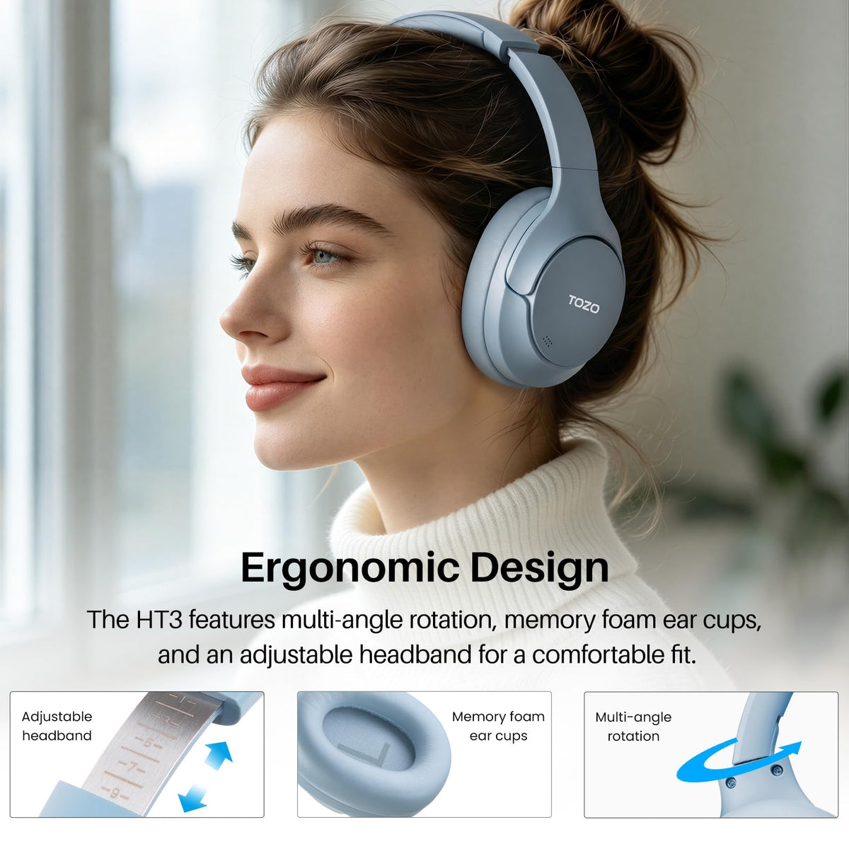 TOZO HT3 on a home desk showing productivity use with AI assistant