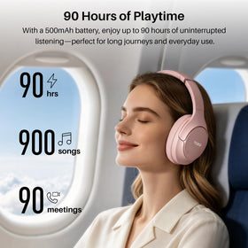 TOZO HT3 side profile worn by user showing secure fit and noise isolation