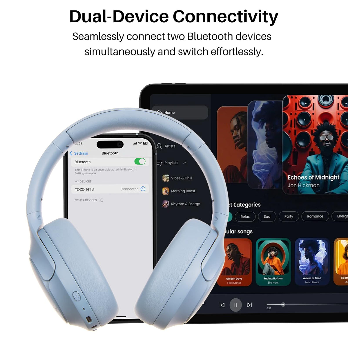 TOZO HT3 USB-C port close-up showing fast charging convenience