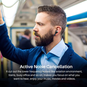 TOZO charging case open displaying earbuds and battery-ready charging convenience