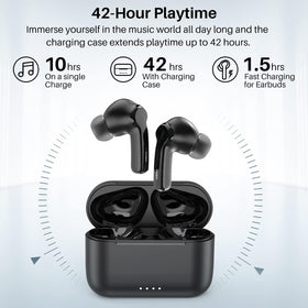 TOZO earbuds splashed with water to show IPX6 resistance for sweat and rain protection