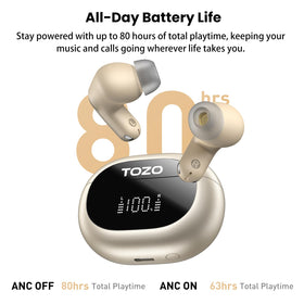 TOZO NC20 worn on commuter demonstrating ANC effectiveness and comfortable fit