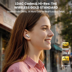 TOZO NC20 open wireless charging case displaying earbuds and battery indicator for easy charging