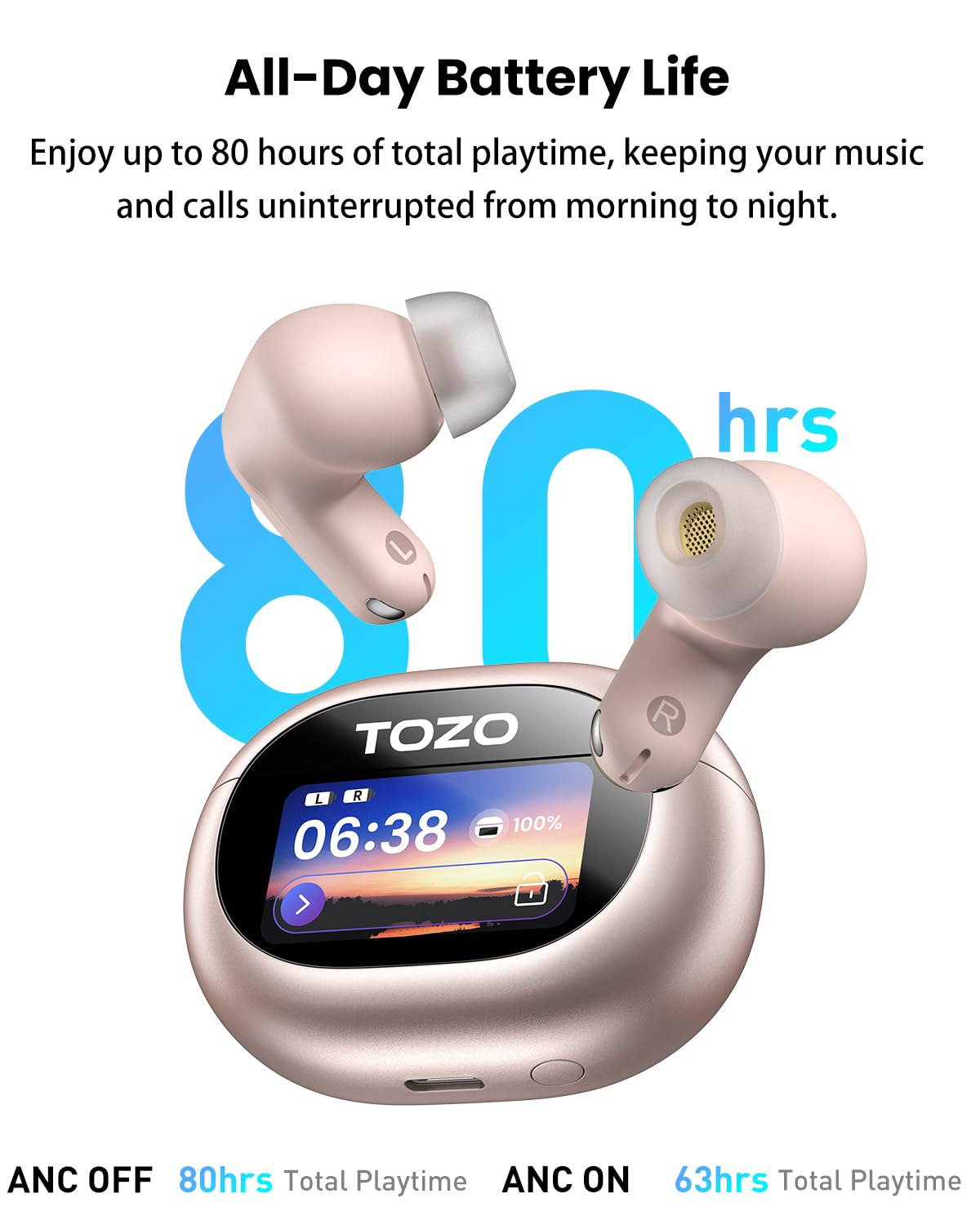 TOZO NC20 Pro LDAC audio render for crisp sound