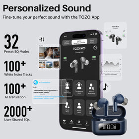 TOZO NC3 assortment of ear tip sizes and accessories, allows personalized seal