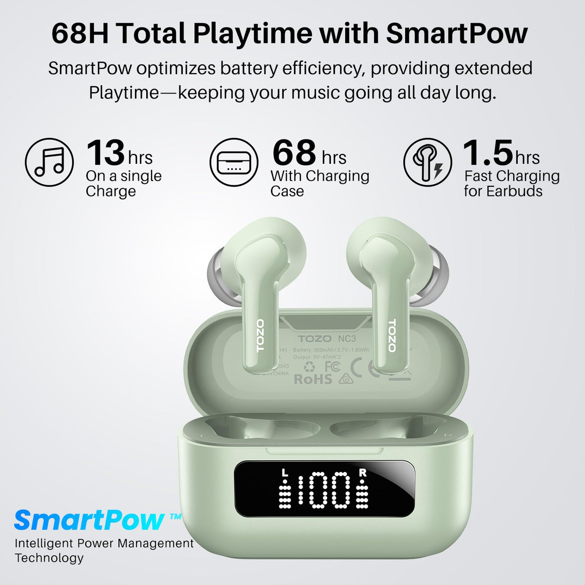 TOZO NC3 earbud worn during commute showing comfortable fit and noise isolation