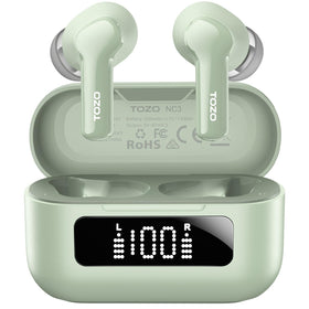 TOZO NC3 front packaging showing earbuds and case, highlighting compact design