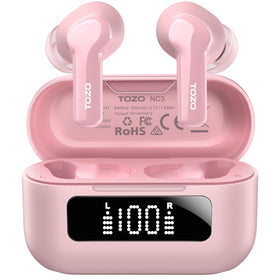 TOZO NC3 front view showing earbuds and case for compact portability