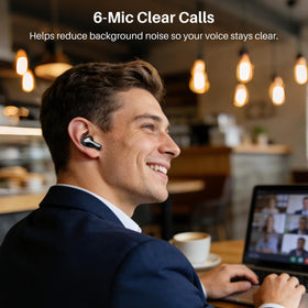 TOZO NC3 earbud seated in ear with different ear tips for secure seal