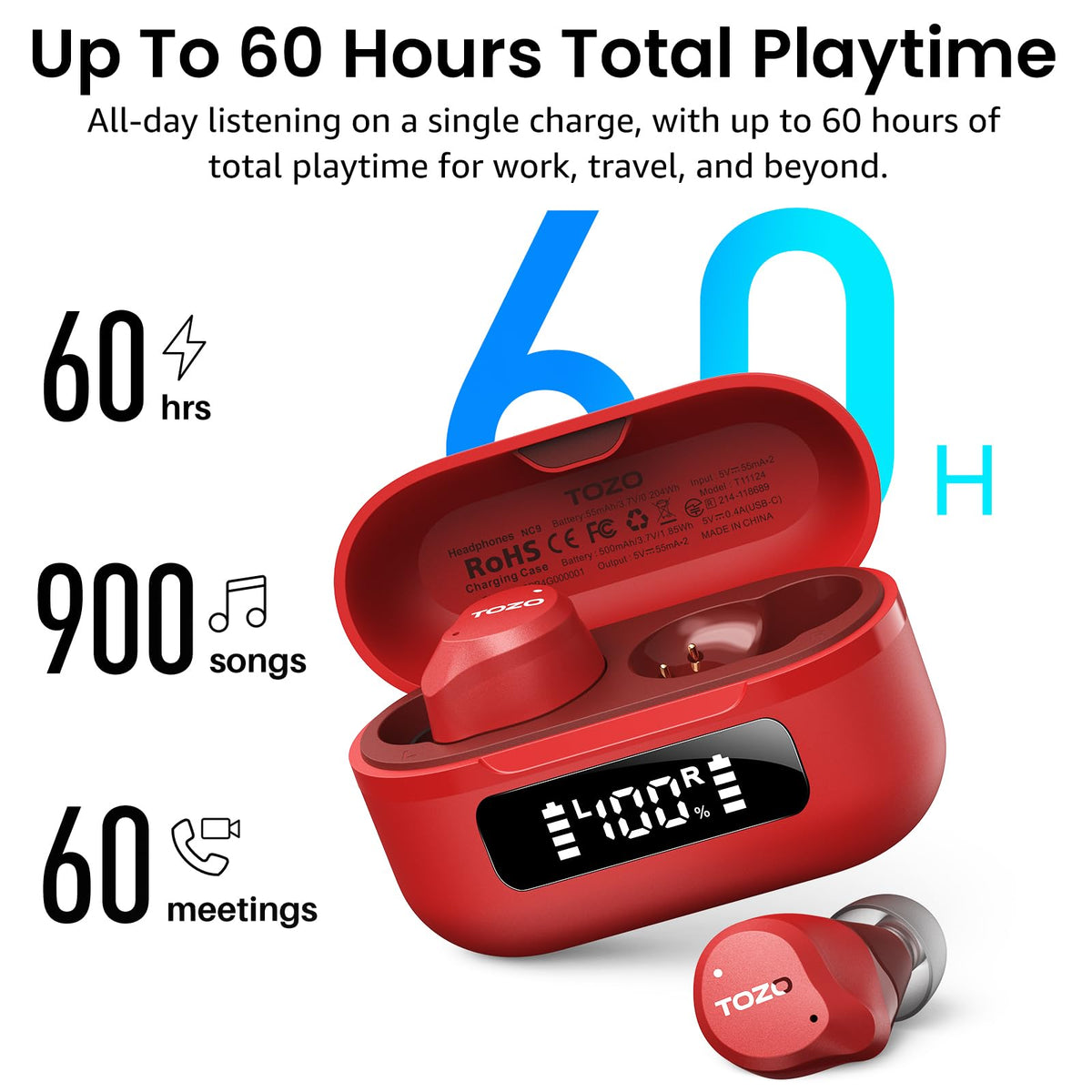 TOZO NC9 app EQ screen demonstrating 32 EQ presets for personalized sound
