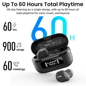 TOZO NC9 six sizes of ear tips laid out to ensure ergonomic comfort