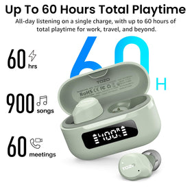 TOZO NC9 earbuds worn by runner showing secure fit and sweat resistance for outdoor workouts