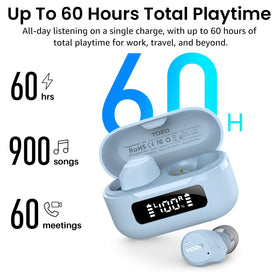 TOZO NC9 earbuds worn in ear during commute offering comfort and secure fit