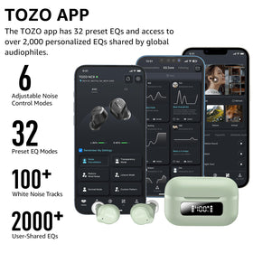 TOZO NC9 layout with six eartip sizes displaying fit options for personalized comfort and seal
