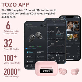 TOZO NC9 earbuds worn while running showing secure fit and sweat-resistant design