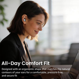TOZO NC9 earbuds with water splashes highlighting IPX8 resistance for active use
