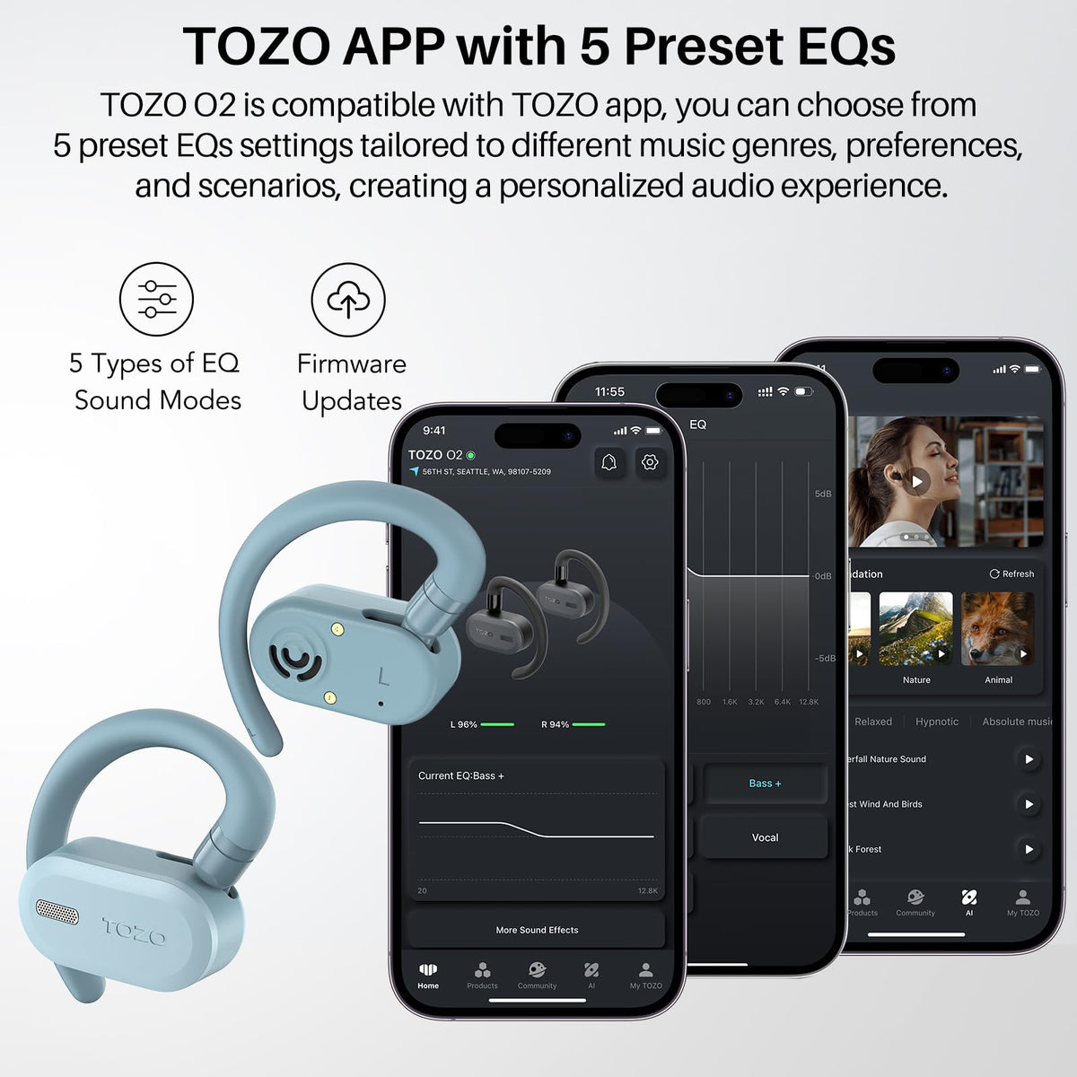 TOZO O2 dual connectivity lets you switch between two phones seamlessly.