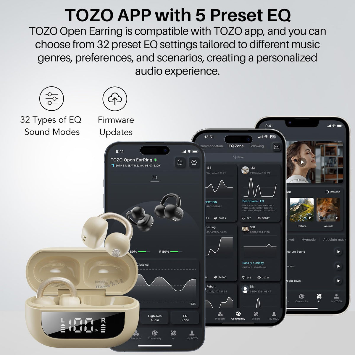 TOZO OpenEarRing on commuter outdoors illustrating sweat resistance and active use