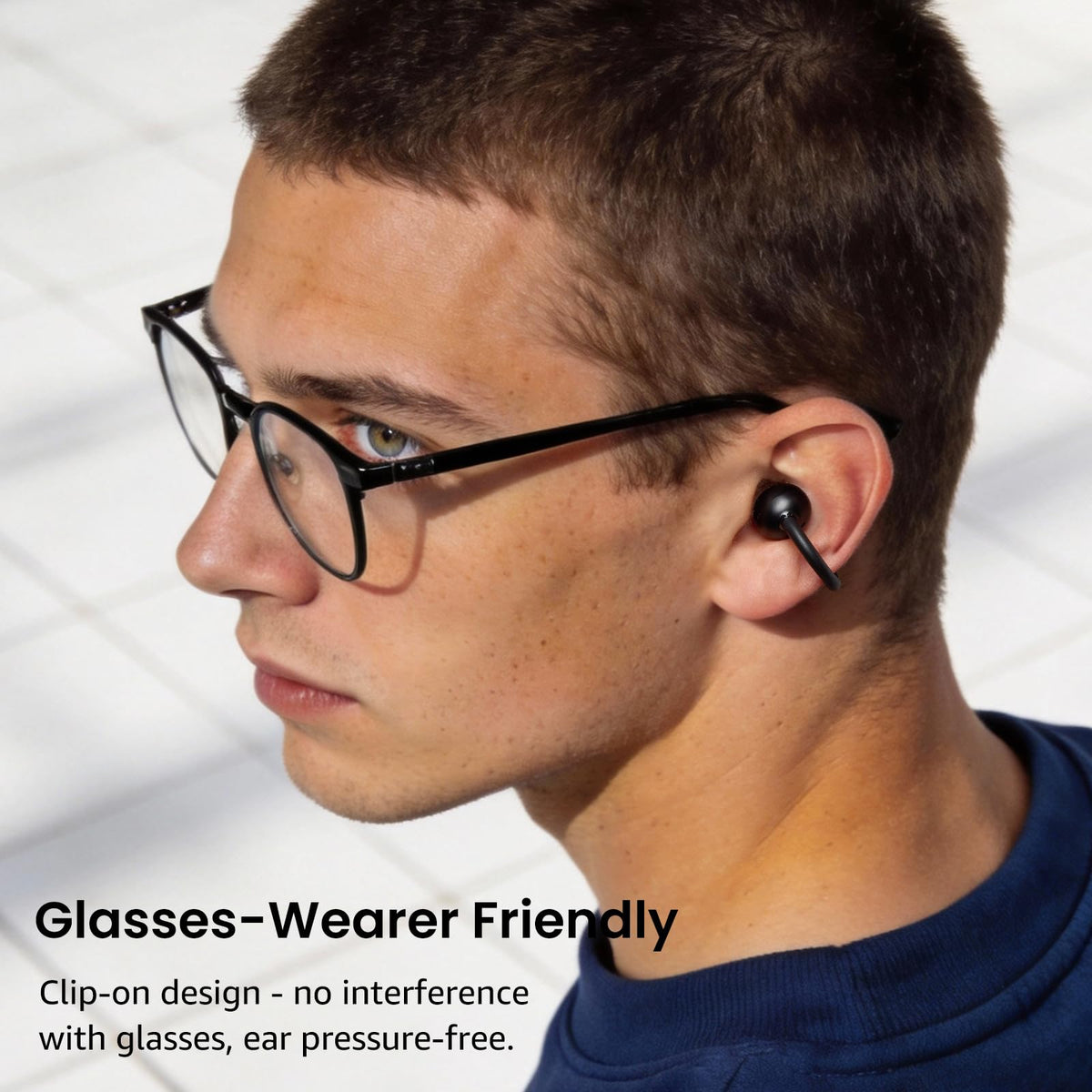 TOZO OpenEarRing outdoors during run showing secure fit and situational safety