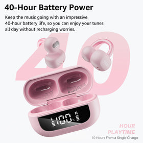 TOZO side profile of clip fit on ear, emphasizes stable pressure-free wearing comfort