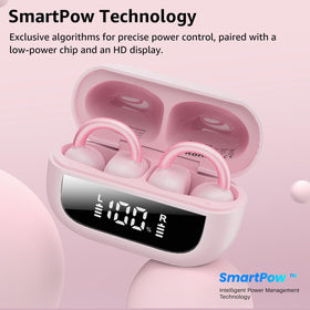 TOZO earbud worn with glasses on model, demonstrates glasses-friendly secure fit