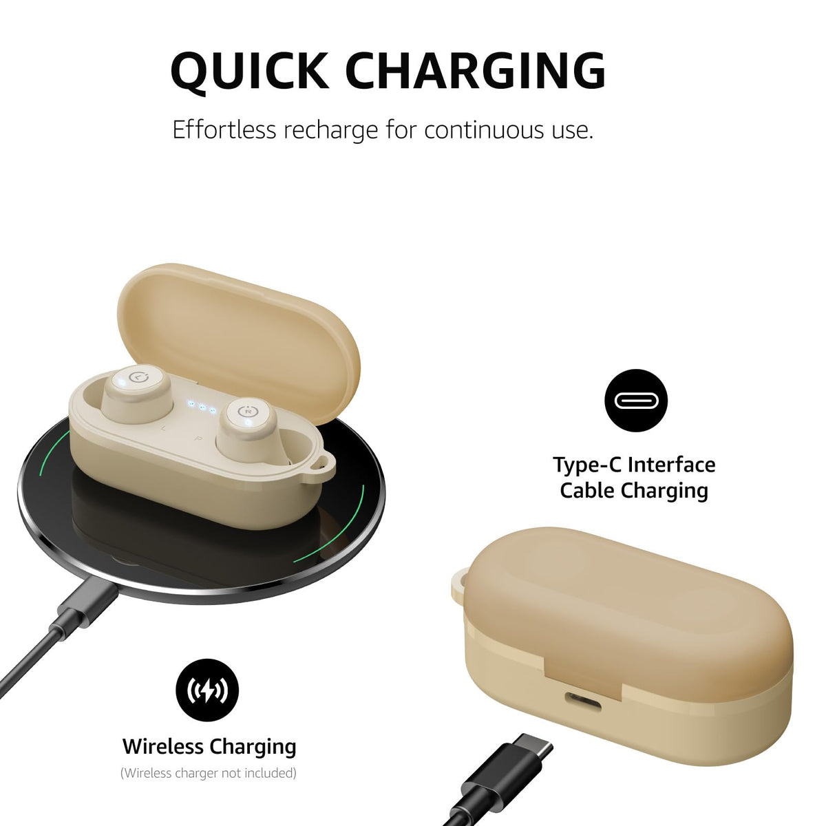 TOZO T10 accessories with lanyard and ear tips, showing customizable comfort