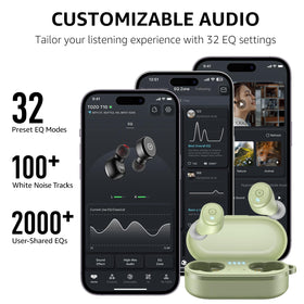 TOZO T10 app EQ screen displaying customizable presets for tailored sound