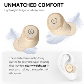 TOZO T10 earbuds in ear on runner, showing secure fit and sweat resistance