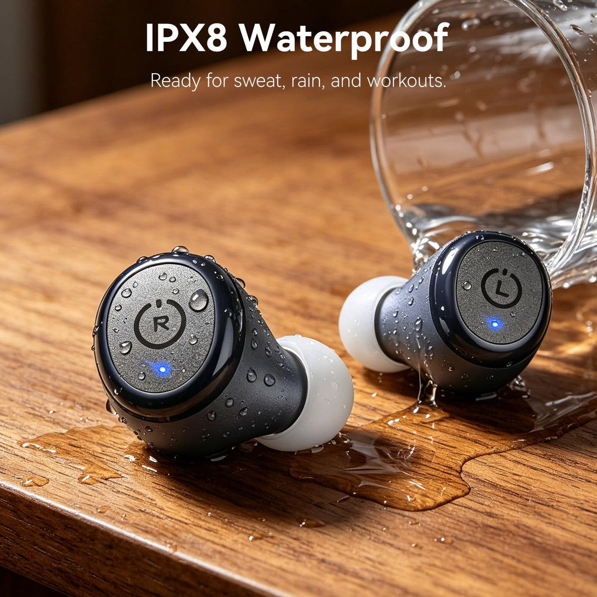 TOZO T10 earbuds worn in ear during commute, showing secure comfort and fit