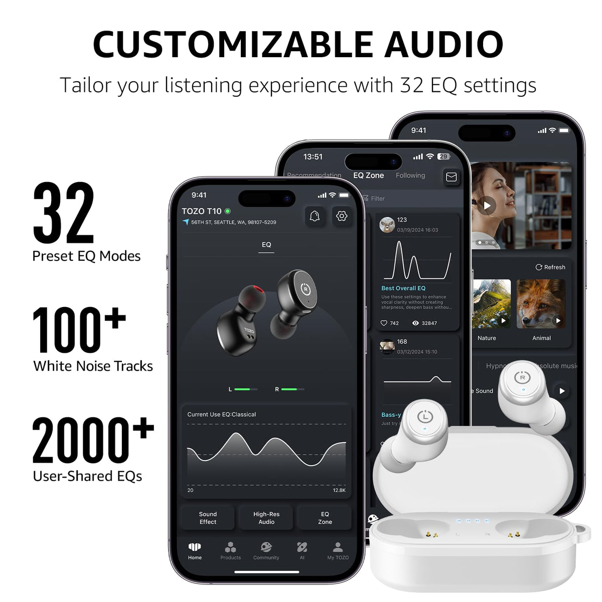 TOZO T10 worn in ear during commute, showing secure fit and discreet look