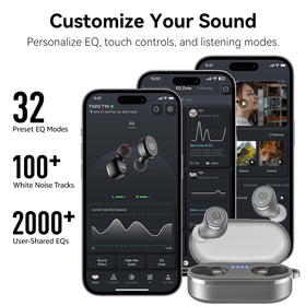 TOZO T10 next to smartphone showing scale and travel-friendly size benefit