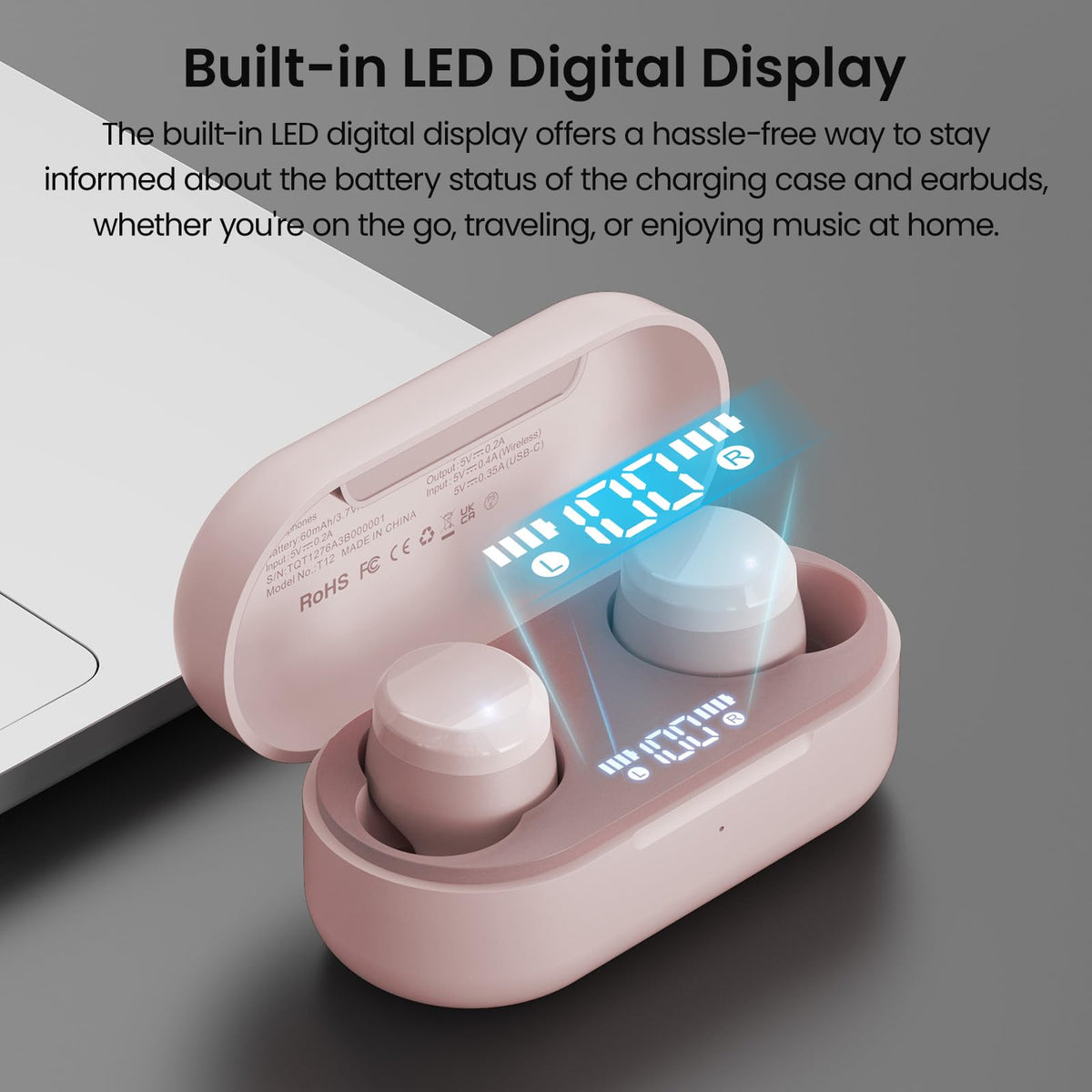 TOZO T12 case open for charging on the go