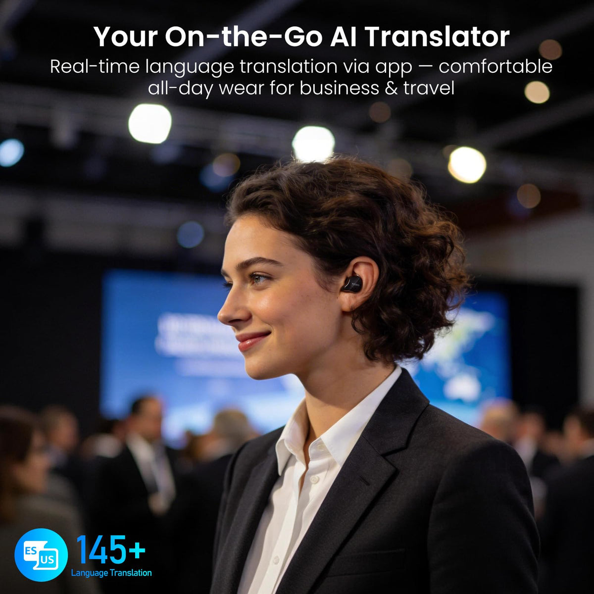 TOZO T18 AI translation app interface enables real-time language modes on the go