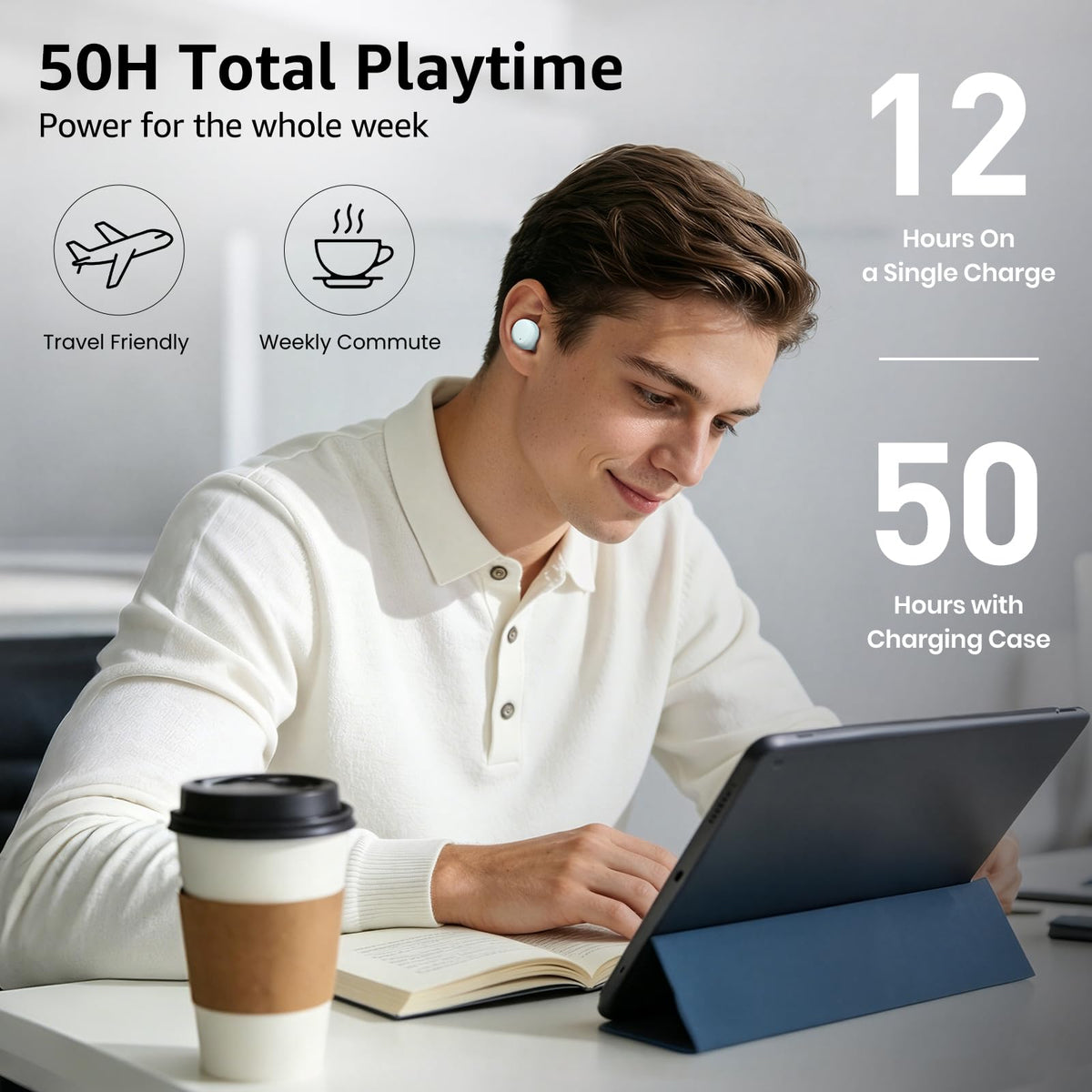 TOZO T6 earbuds in IPX8 waterproof design for workouts and rain