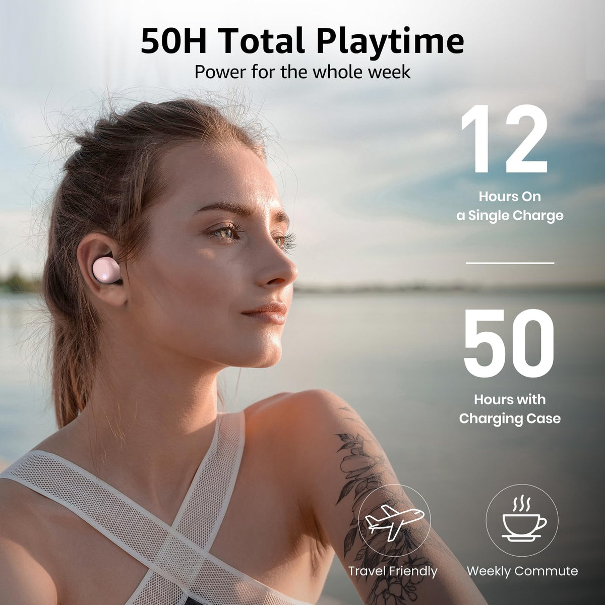 TOZO T6 stereo sound with OrigX 2.0 delivering deep bass and clear highs.