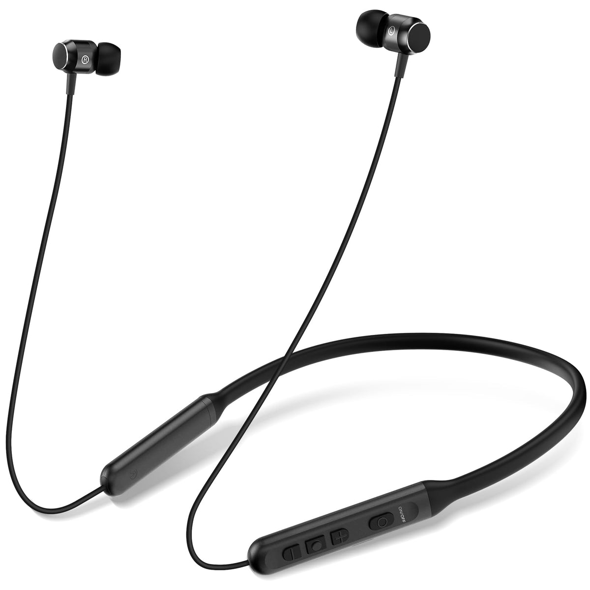 toztnix front view showing neckband and earbuds, comfortable all-day wear