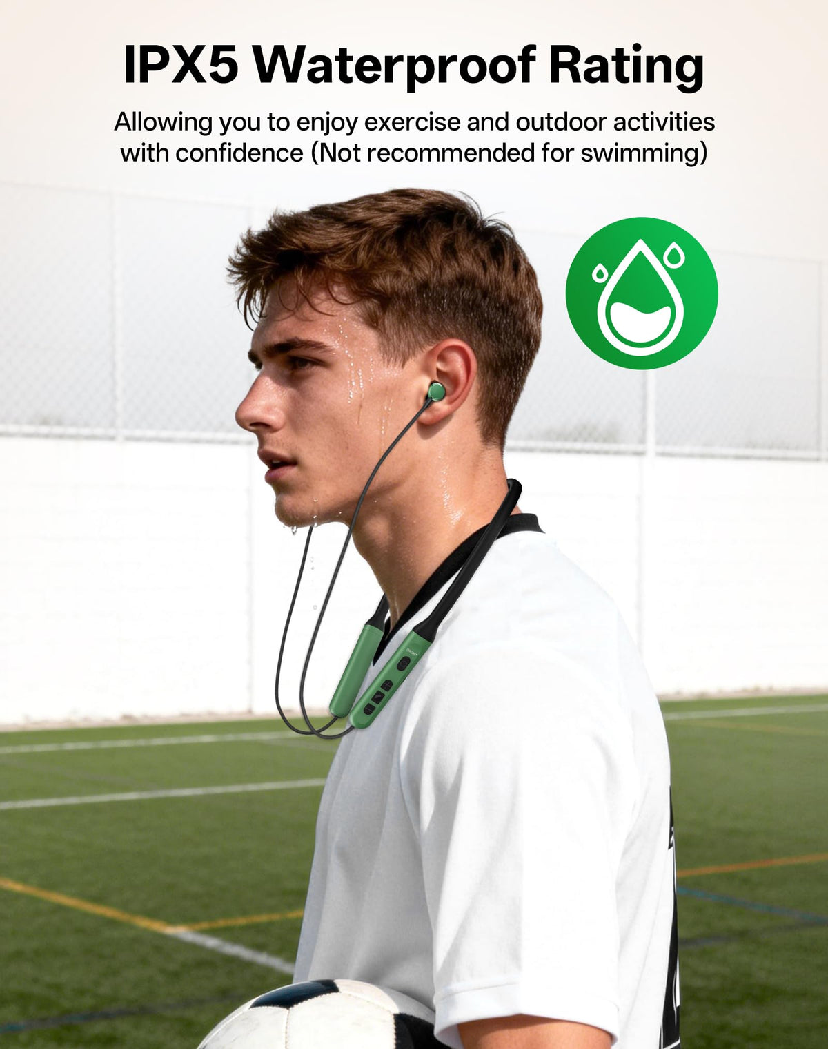 Toztnix neckband beside smartphone showing compact scale and portability