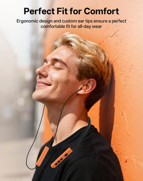Toztnix neckband held in hand to show lightweight one-ounce scale