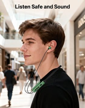 Toztnix neckband with water droplets illustrating IPX5 sweat resistance